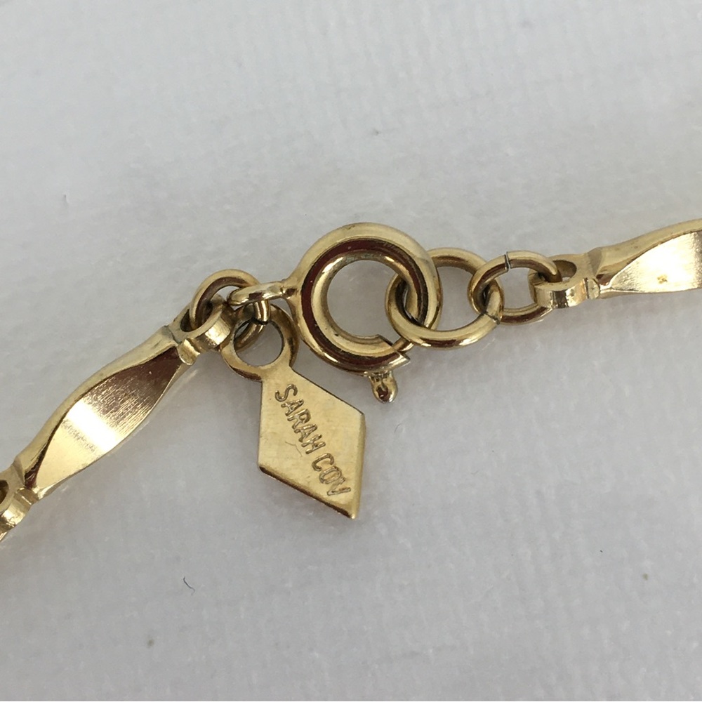 Vintage Sarah Coventry 1960s "Crystal Fire" AB Drop Gold Tone Necklace 16” - Picture 7 of 13